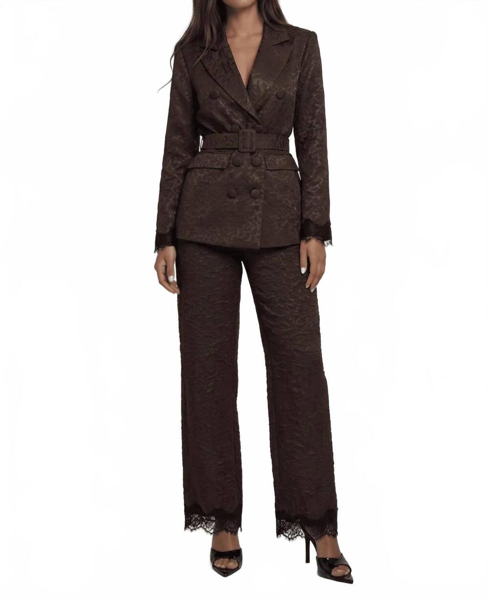 NEW AKALIA maison jacquard belted blazer in chocolate